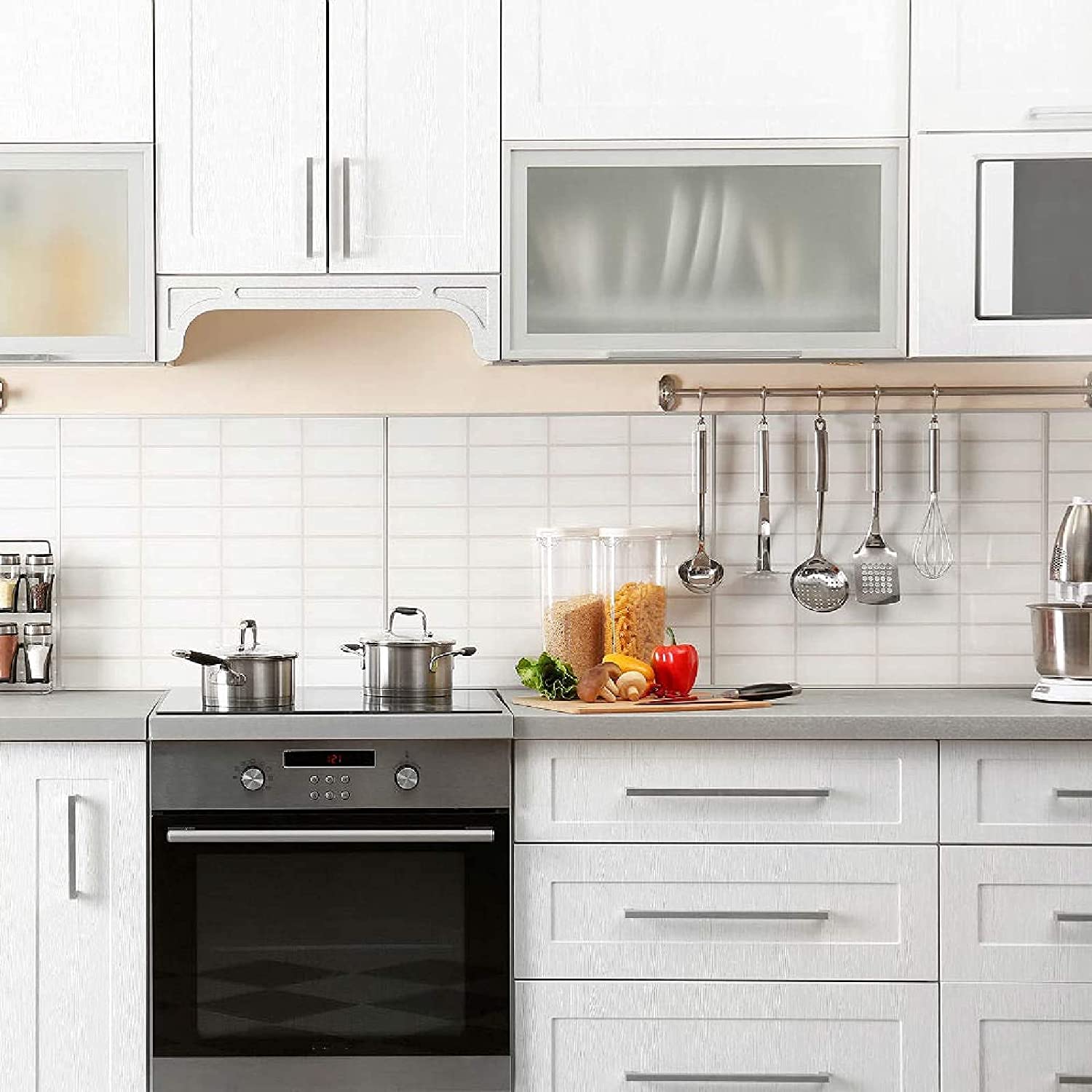 Brushed Nickel Square Hardware for Kitchen Cabinets