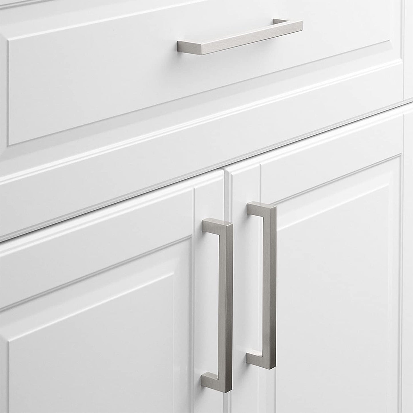 Brushed Nickel Square Hardware for Kitchen Cabinets