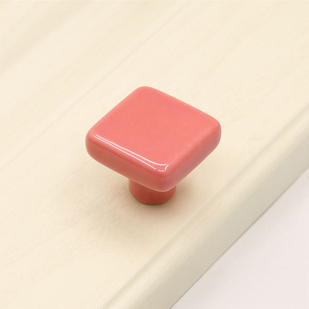 Colored Ceramic Square Single-Hole Cabinet Drawer Knobs