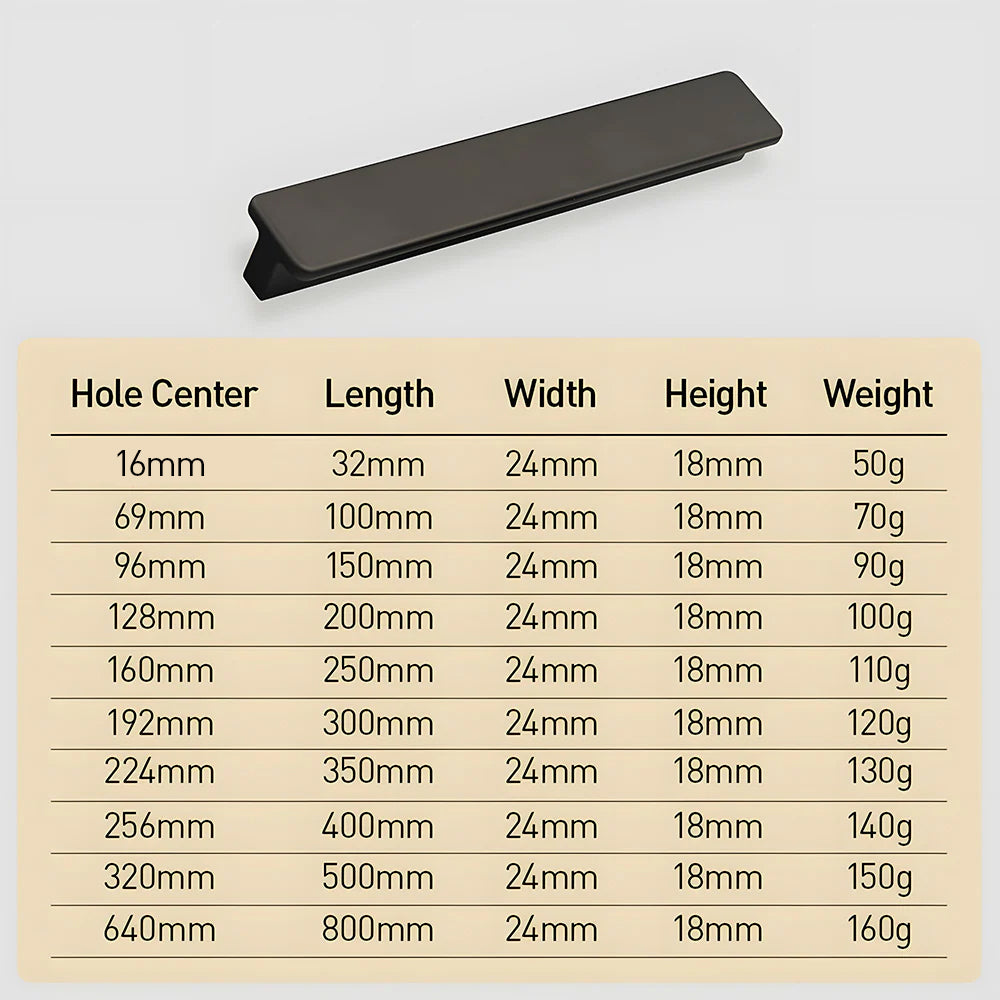 Matte Black Aluminum Alloy Kitchen Hardware Drawer Handles