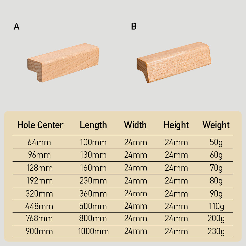 Natural Wood Lucky 7 Cabinet Handles