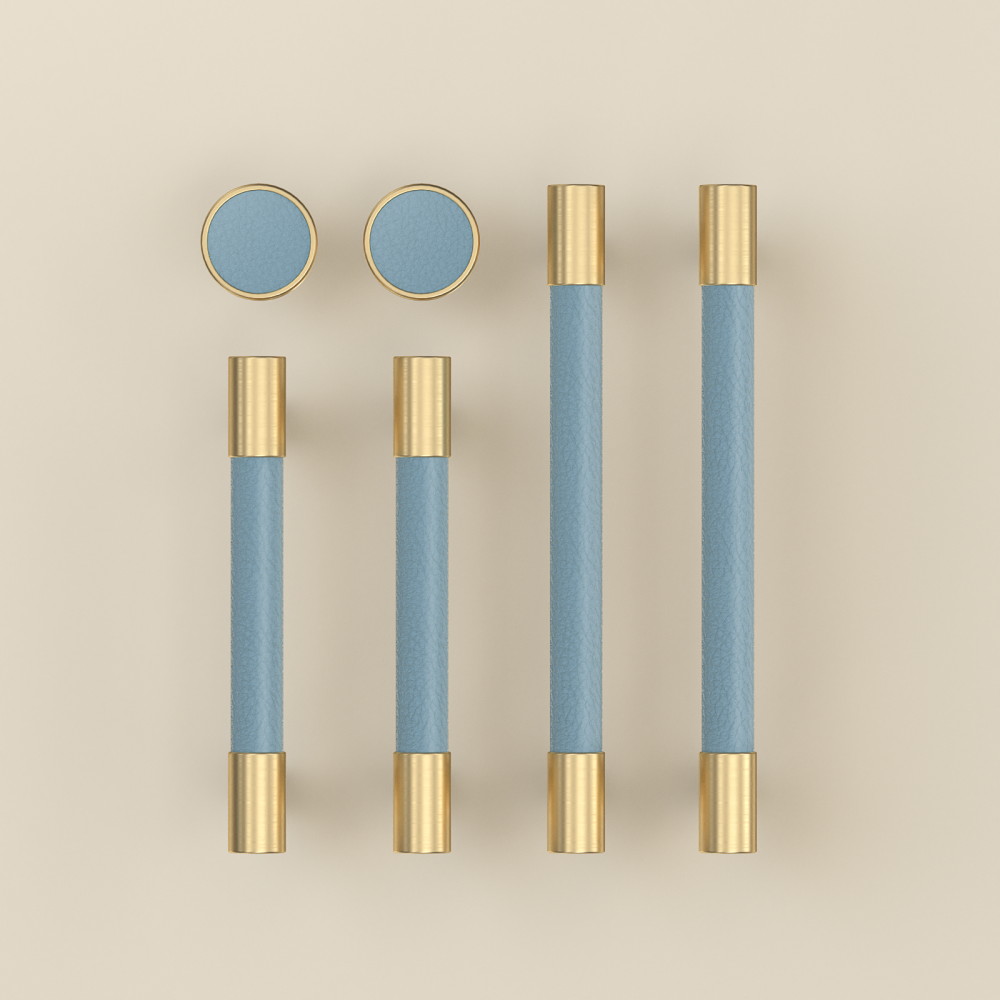 Colorful Brass Leather Cabinet Dresser Drawer Pulls