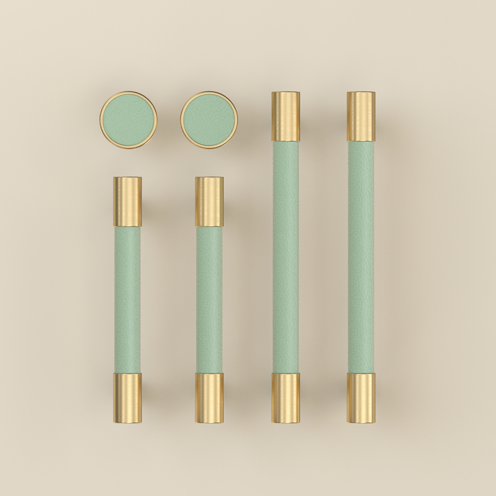 Colorful Brass Leather Cabinet Dresser Drawer Pulls