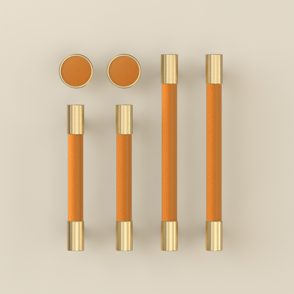 Colorful Brass Leather Cabinet Dresser Drawer Pulls