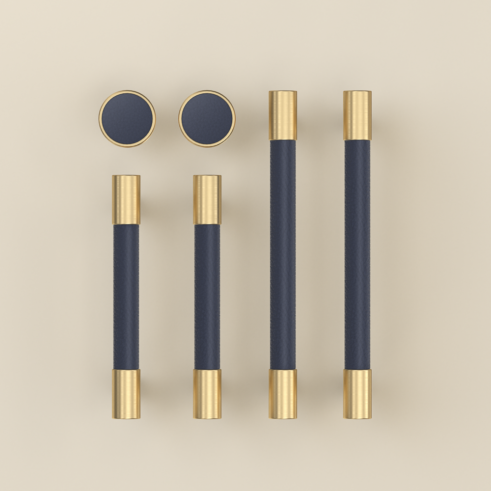 Colorful Brass Leather Cabinet Dresser Drawer Pulls