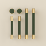 Colorful Brass Leather Cabinet Dresser Drawer Pulls