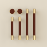 Colorful Brass Leather Cabinet Dresser Drawer Pulls