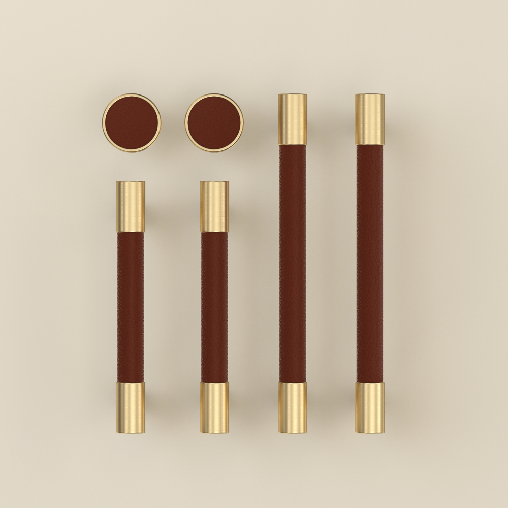 Colorful Brass Leather Cabinet Dresser Drawer Pulls