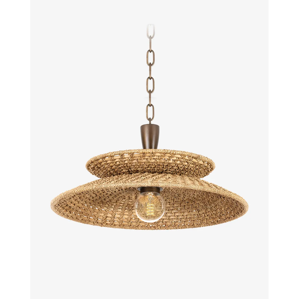Landry Pendant transitional cone hanging light with warm ambient downlight over kitchen island in modern interior