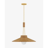 Laudine Wicker Pendant bell-shaped woven hanging light with warm dappled glow over dining table in coastal interior