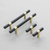 Nordic Black Mesh Knurled Brass Handle Simple Cabinet Wardrobe Pulls