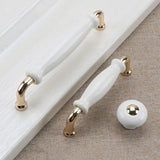 Light Luxury Gold White Creamic Kitchen Door Handles