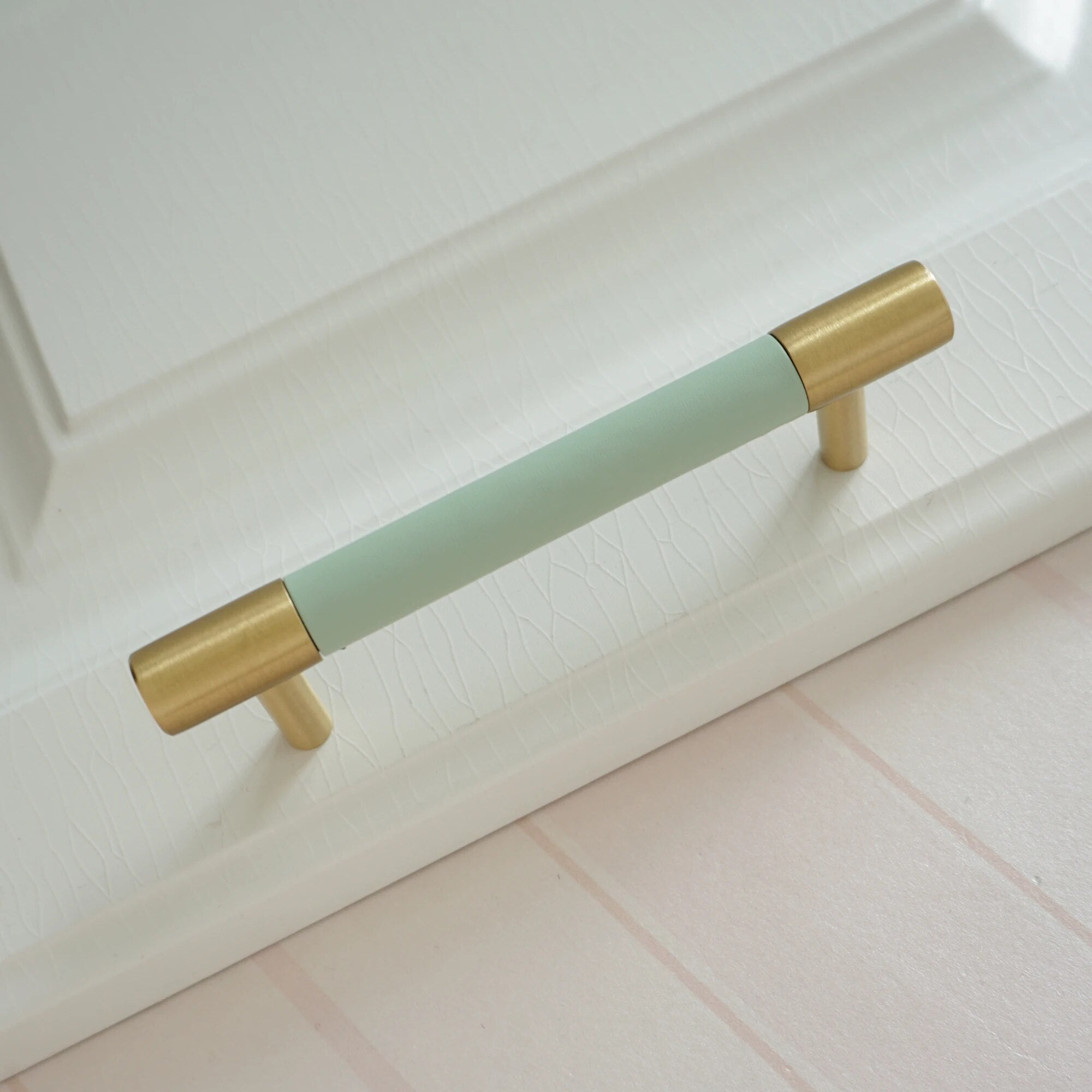 Colorful Brass Leather Cabinet Dresser Drawer Pulls