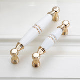 Light Luxury Gold White Creamic Kitchen Door Handles