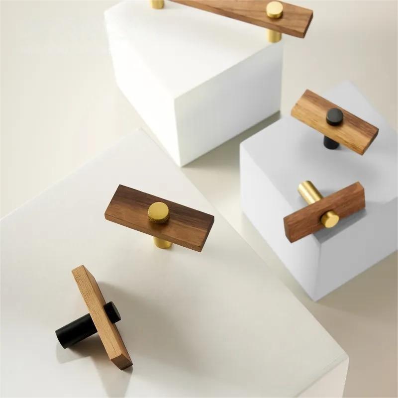 Stylish and Durable Walnut Brass Cabinet Handles