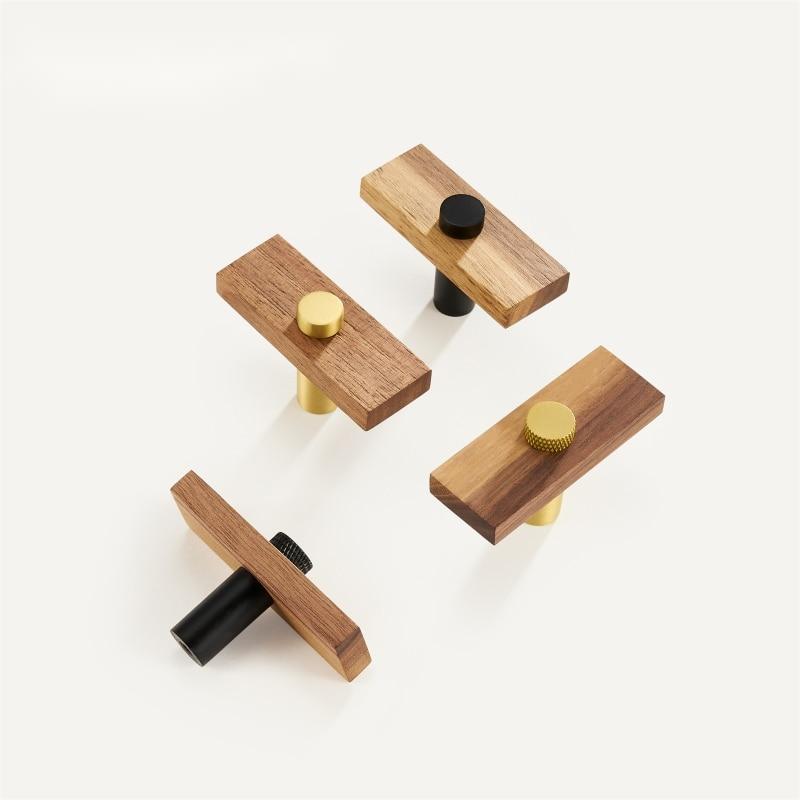 Stylish and Durable Walnut Brass Cabinet Handles