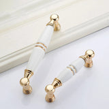 Light Luxury Gold White Creamic Kitchen Door Handles