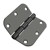 3.5 x 3.5'' Inch Satin Brass Door Hinges with 5/8'' Radius Corners
