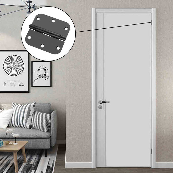 3.5 x 3.5'' Inch Satin Brass Door Hinges with 5/8'' Radius Corners