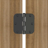 3.5 x 3.5'' Inch Satin Brass Door Hinges with 5/8'' Radius Corners