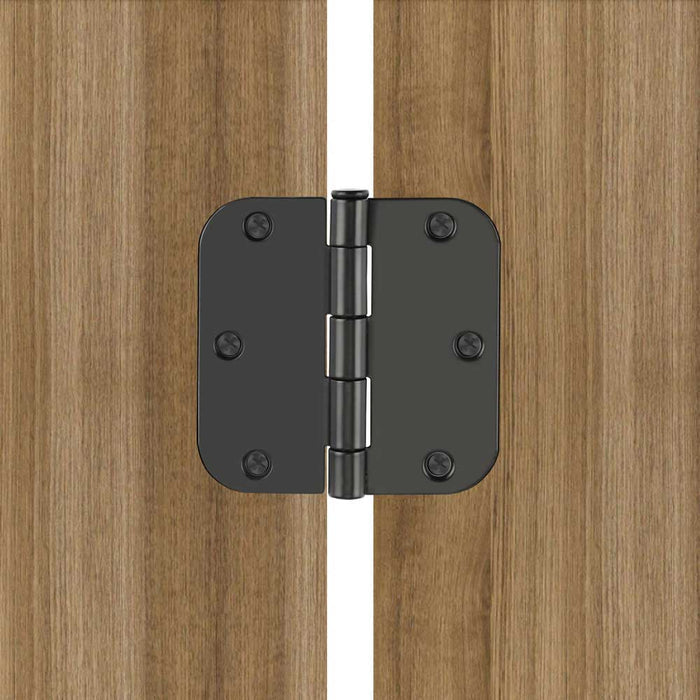 3.5 x 3.5'' Inch Satin Brass Door Hinges with 5/8'' Radius Corners