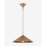 Midvale Pendant hanging light with tapered shade over kitchen island casting warm downlight