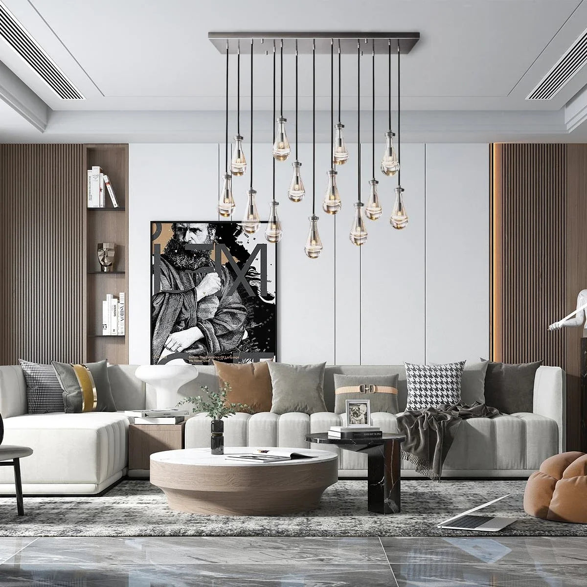 Modern Raindrop Crystal Rectangular Chandelier