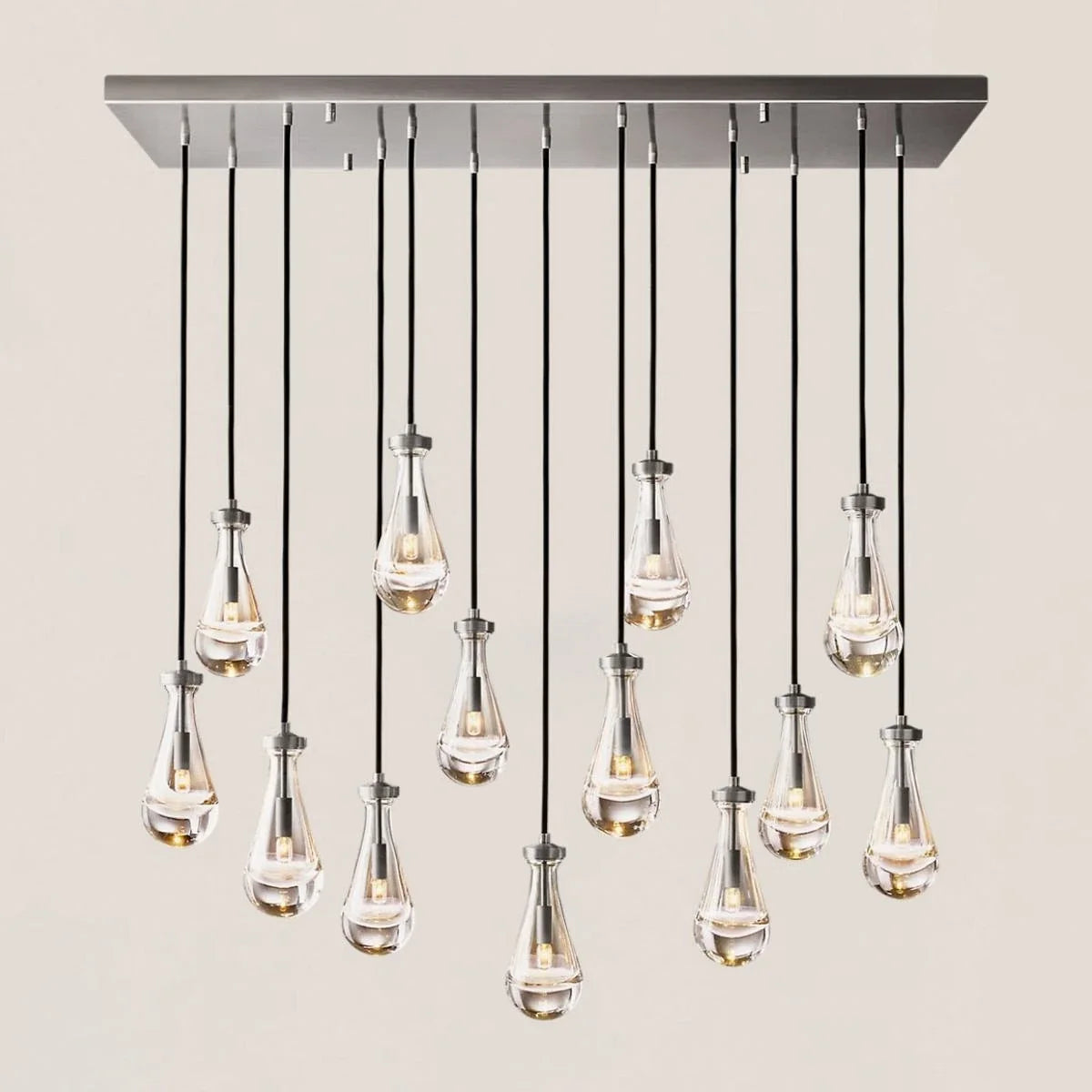 Modern Raindrop Crystal Rectangular Chandelier