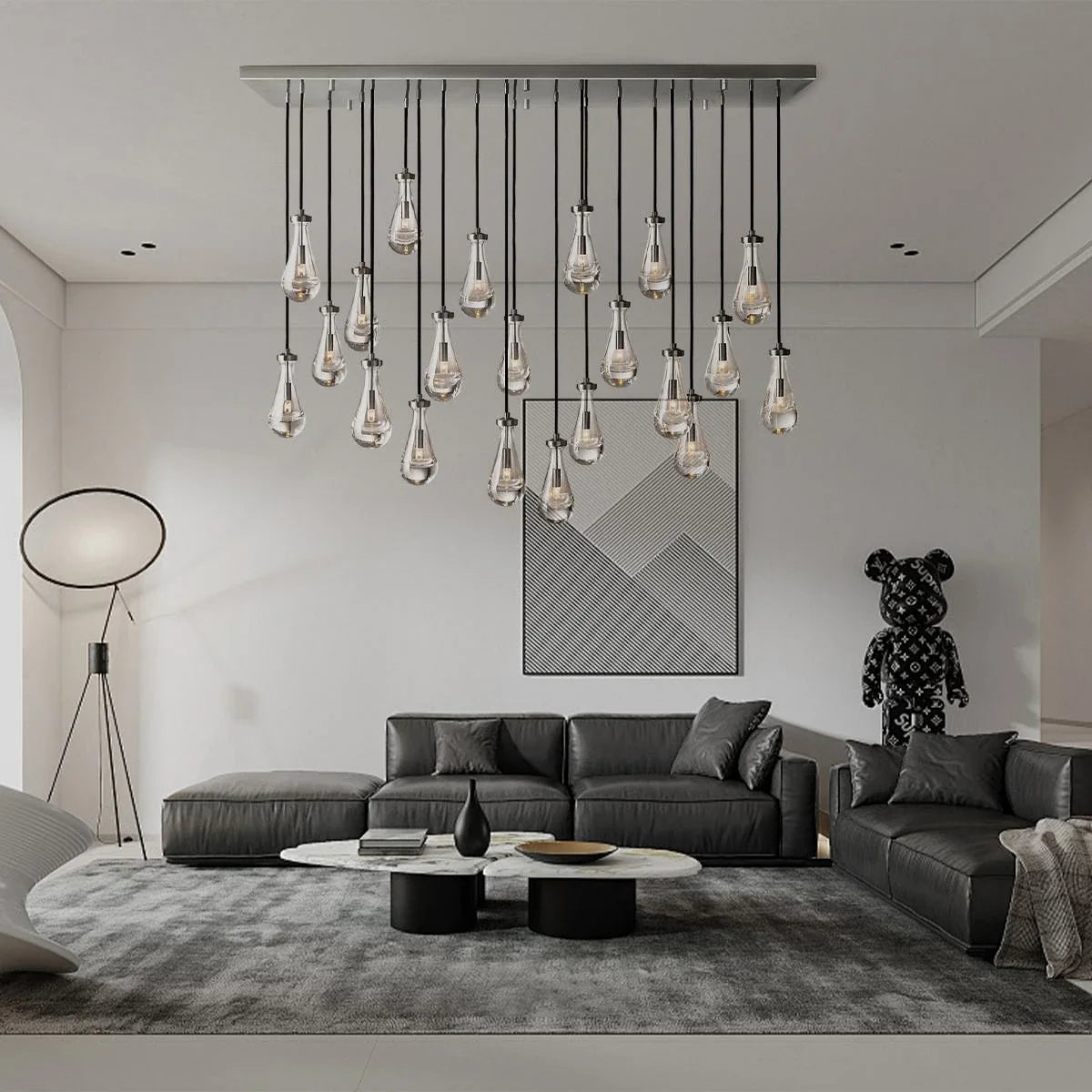 Modern Raindrop Crystal Rectangular Chandelier