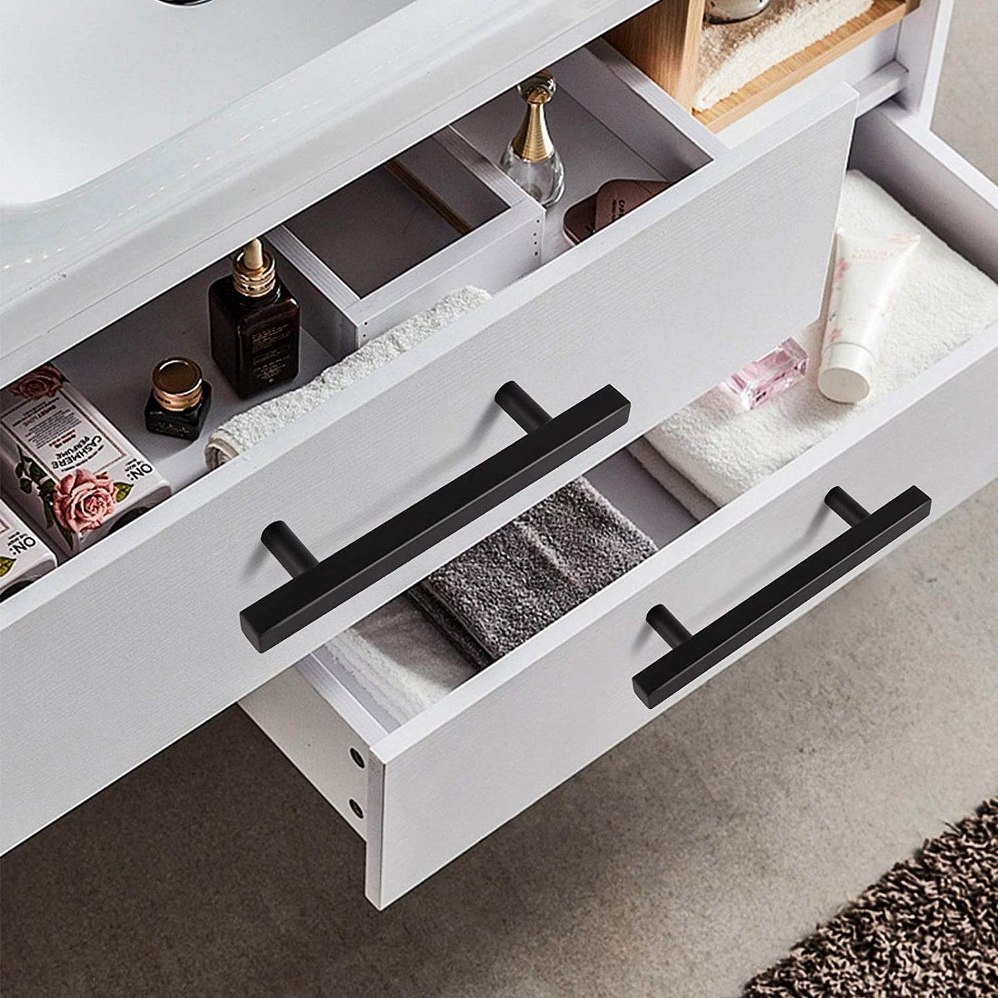 Square Black Drawer Pulls Black Cabinet Hardware Kitchen