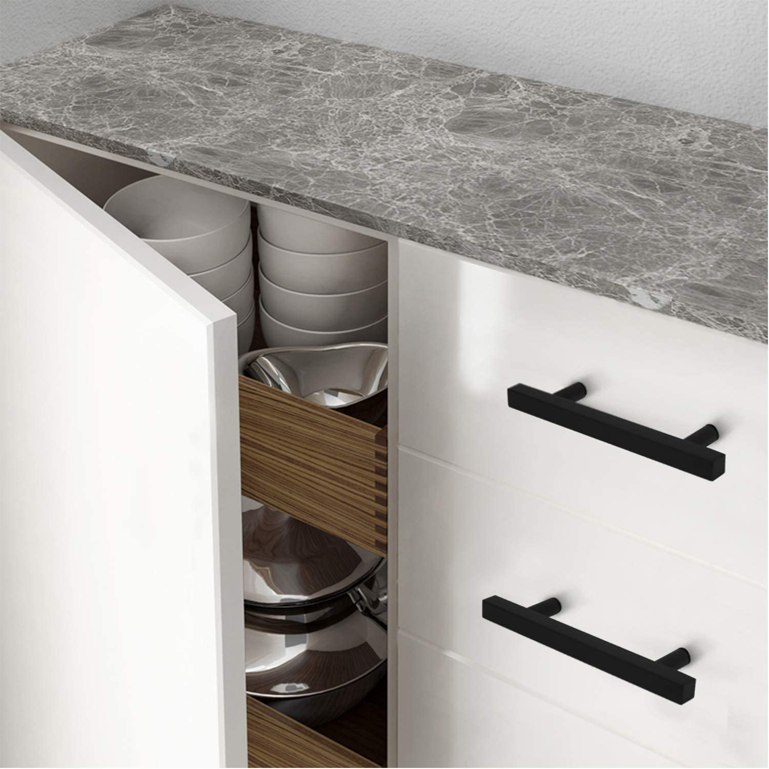Matte Black Hardware Kitchen Drawer Handles