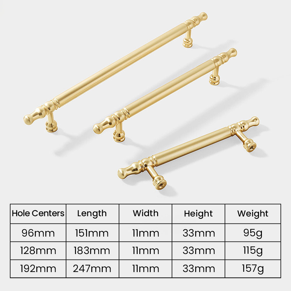 Modern Kitchen Gold Brass Decorative Cabinet Solid Handles