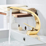 Single Handle Waterfall Arc Bathroom Sink Faucet