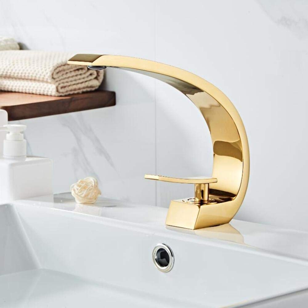 Single Handle Waterfall Arc Bathroom Sink Faucet