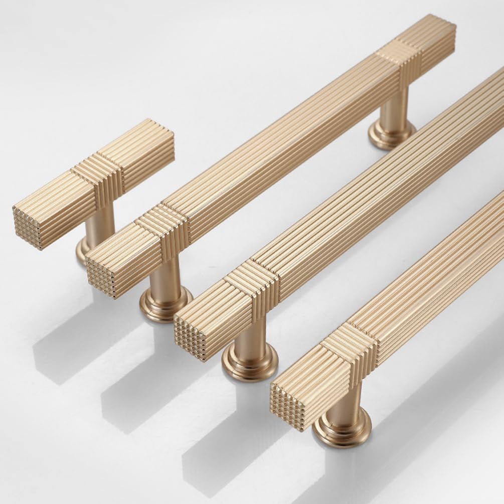Modern Solid Thickened Zinc Alloy Square Stripe Cabinet and Drawer Handles