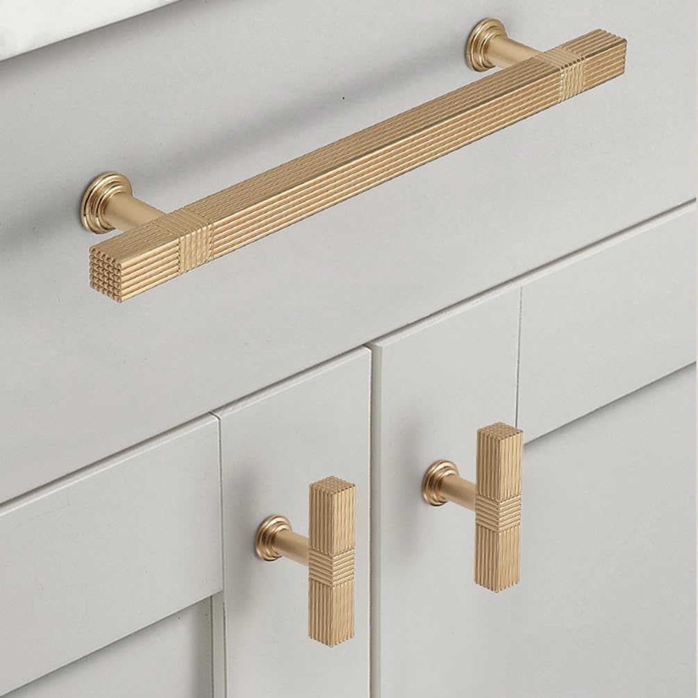 Modern Solid Thickened Zinc Alloy Square Stripe Cabinet and Drawer Handles