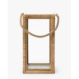 Rattan and Glass Lantern — Natural Rattan Lantern with Warm Even Glow