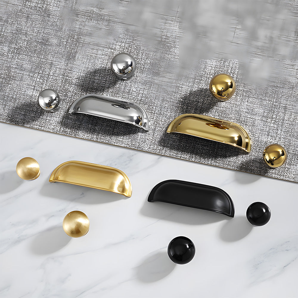 Retro Shell Solid Brass Wardrobe Drawer Cup Pulls