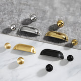 Retro Shell Solid Brass Wardrobe Drawer Cup Pulls
