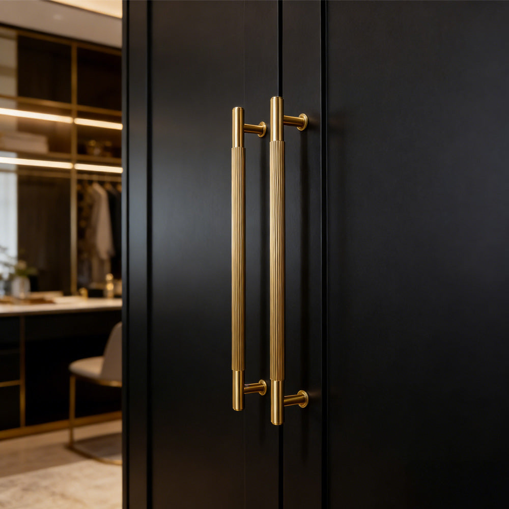 Vintage Lined Aged Bronze Brass Cabinet Pulls