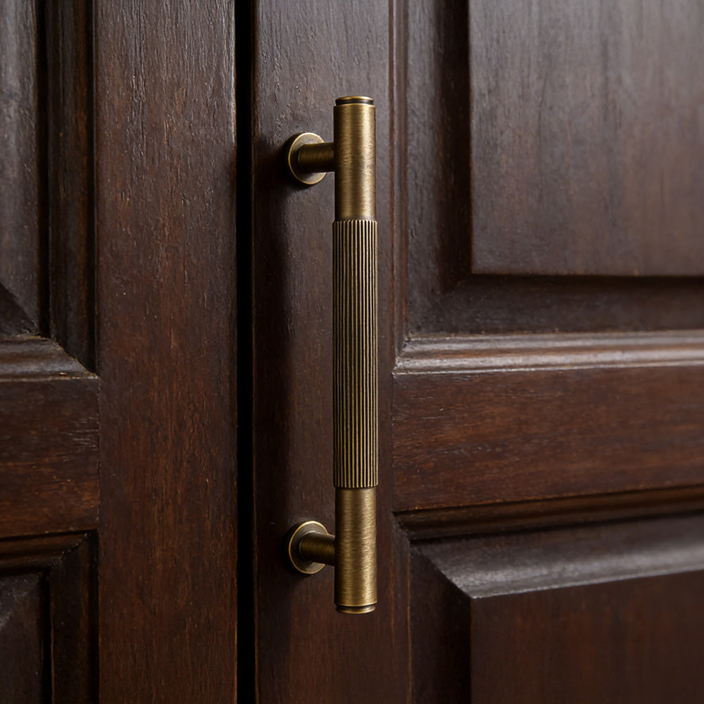 Vintage Lined Aged Bronze Brass Cabinet Pulls