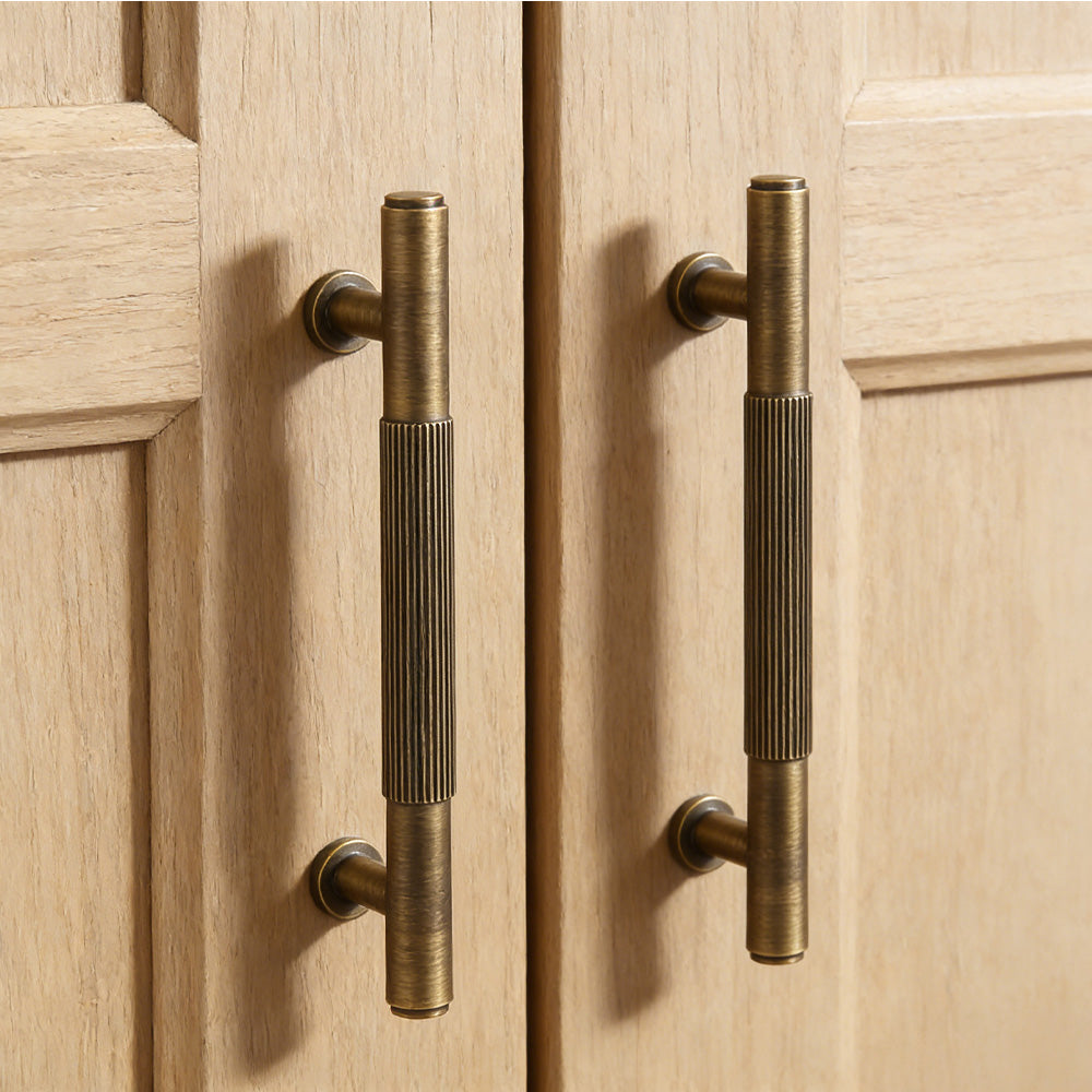 Vintage Lined Aged Bronze Brass Cabinet Pulls