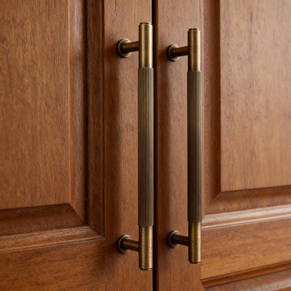 Vintage Lined Aged Bronze Brass Cabinet Pulls