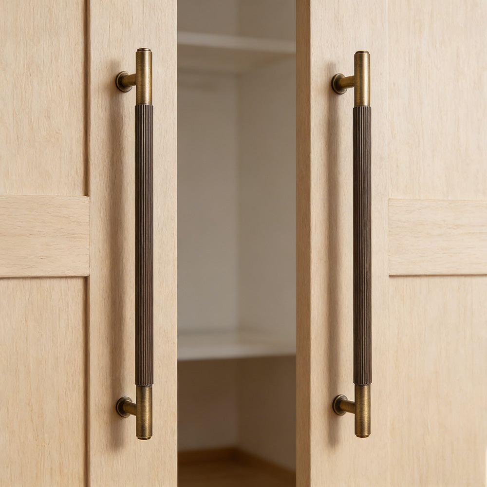 Vintage Lined Aged Bronze Brass Cabinet Pulls