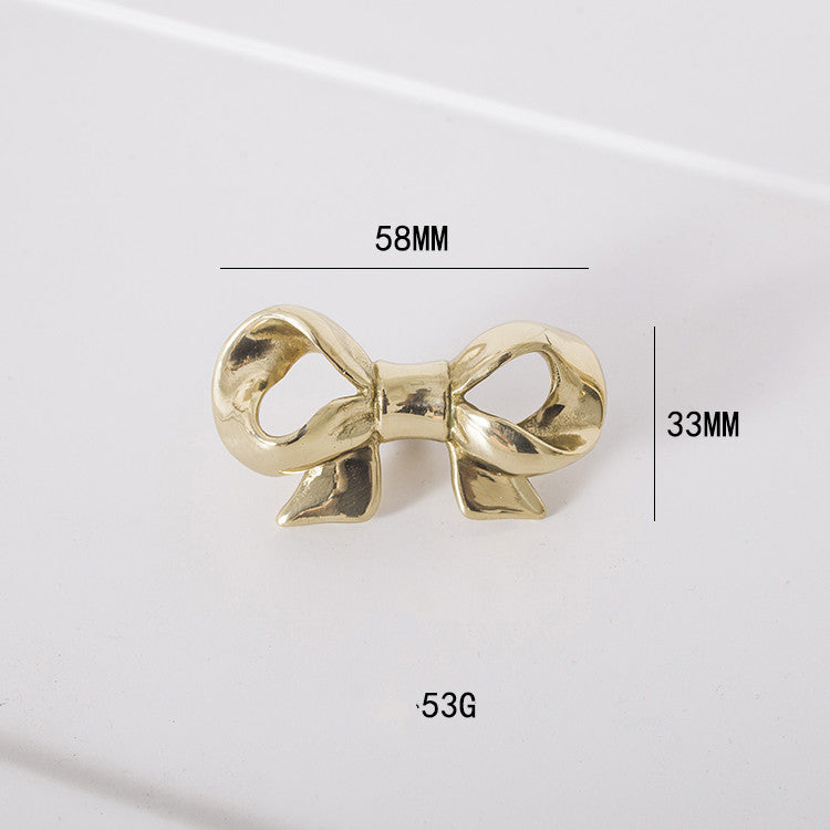 Exquisite Bow Knob Gold Brass Drawer Knobs Dresser Handle Decor Furniture Hardware