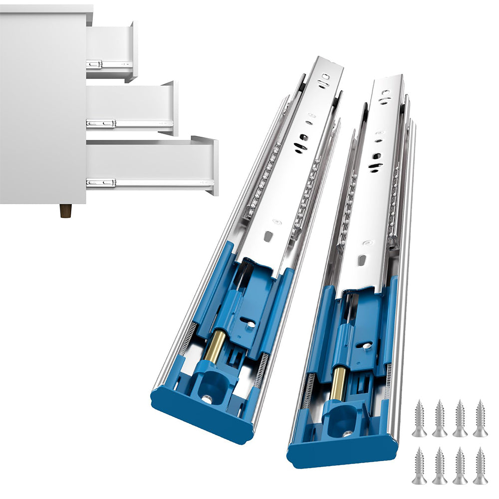 3-Section Full Extension Side Mount Slides Soft Close Drawer Slides 100 LB Load Capacity