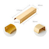 Modern Simple Embedded Brass Gold Edge Pulls