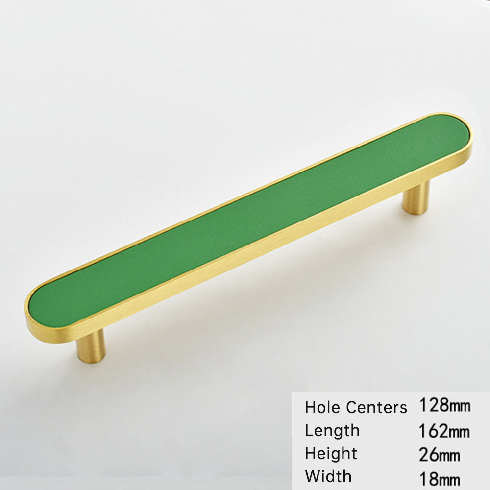 5" Colorful  Leather Pure Copper Drawer Wardrobe Handles