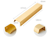 Modern Simple Embedded Brass Gold Edge Pulls