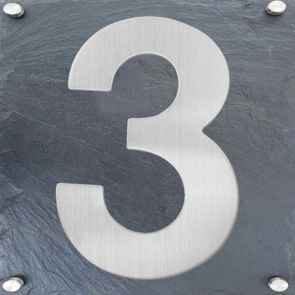 6 Inch Modern Stainless Steel Silver House Numbers